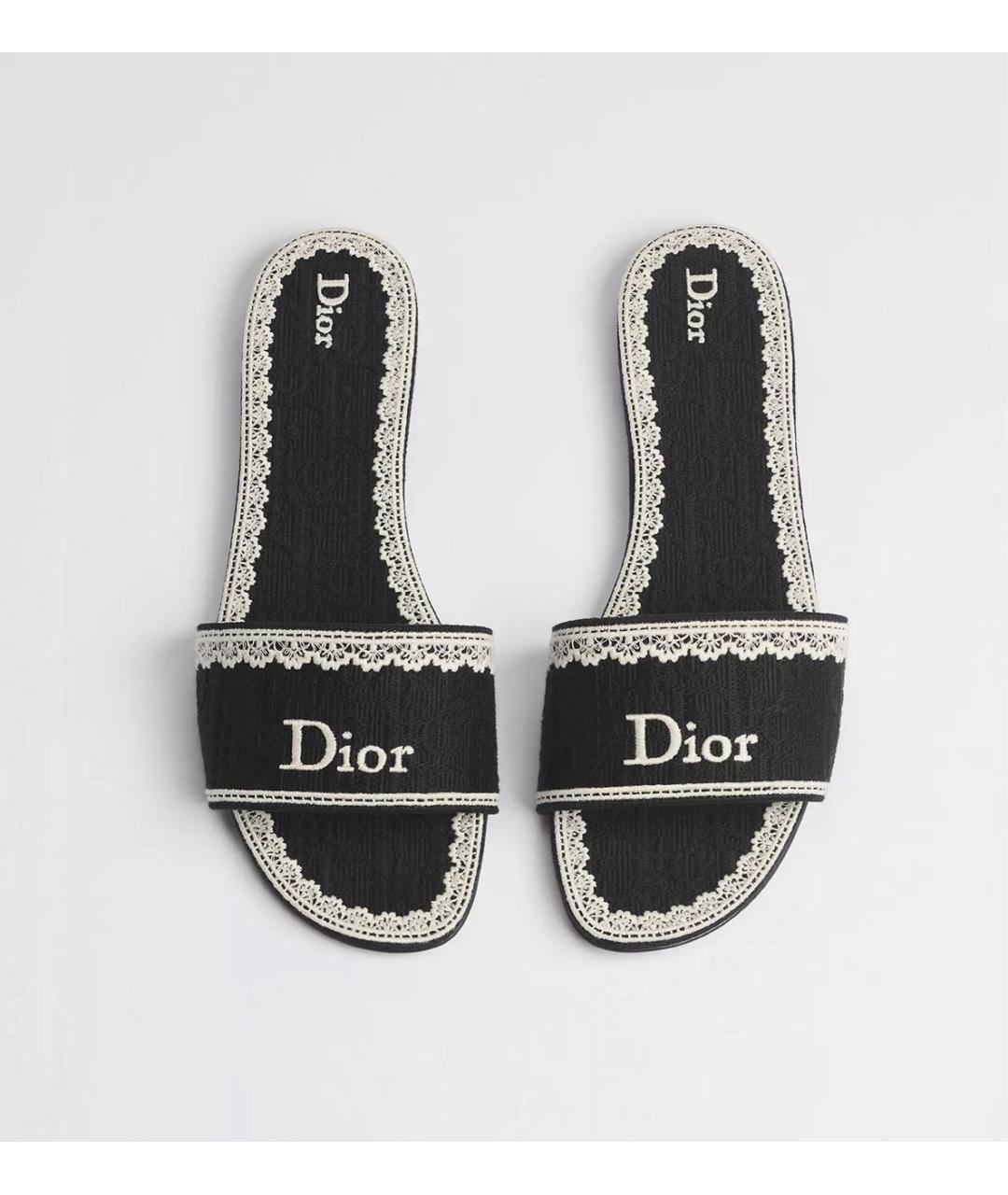CHRISTIAN DIOR Черные текстильные шлепанцы, фото 2