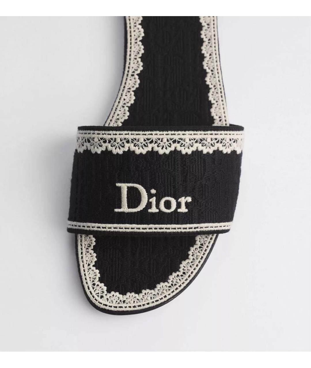 CHRISTIAN DIOR Черные текстильные шлепанцы, фото 3
