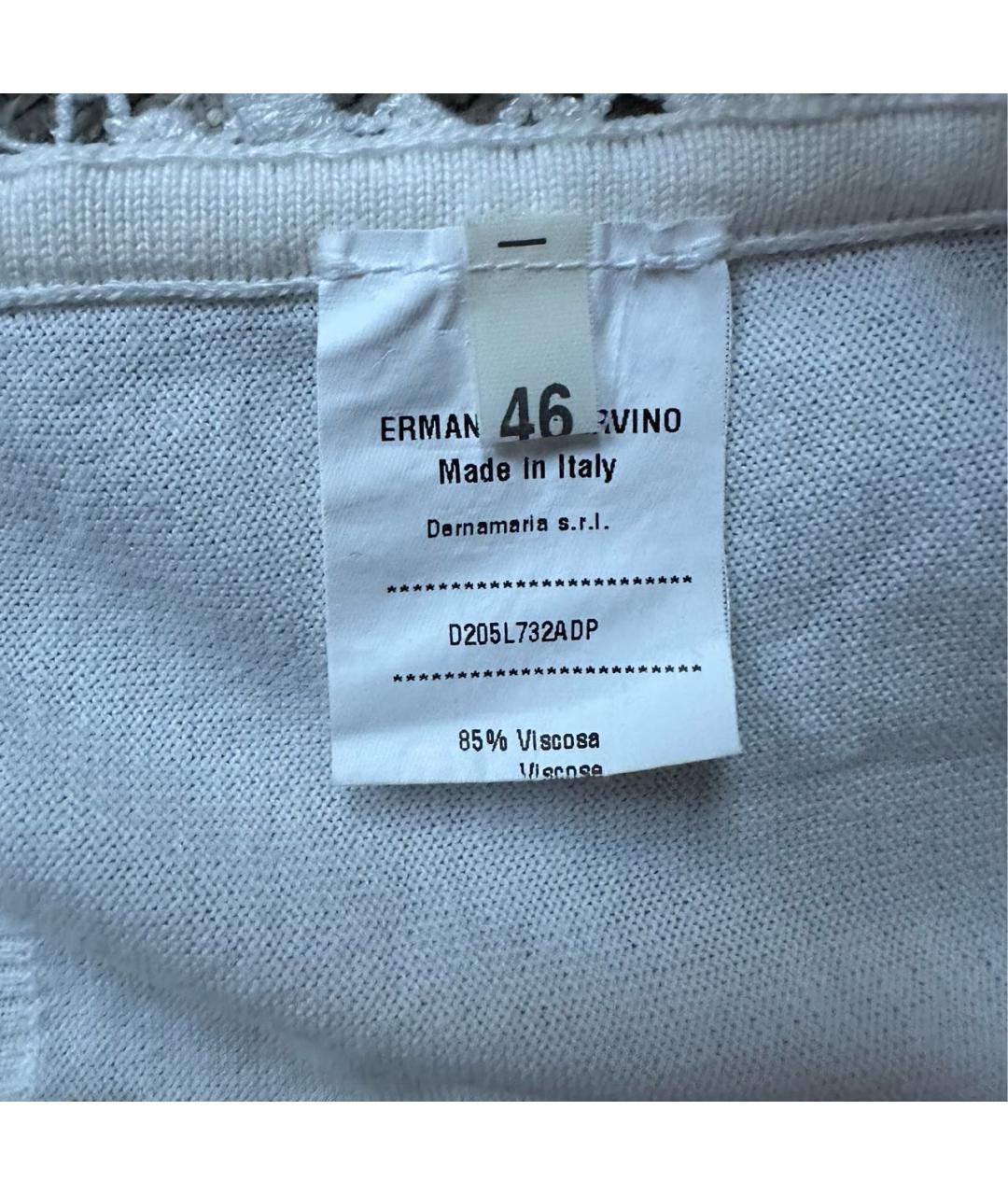 ERMANNO SCERVINO Белый хлопко-эластановый джемпер / свитер, фото 4
