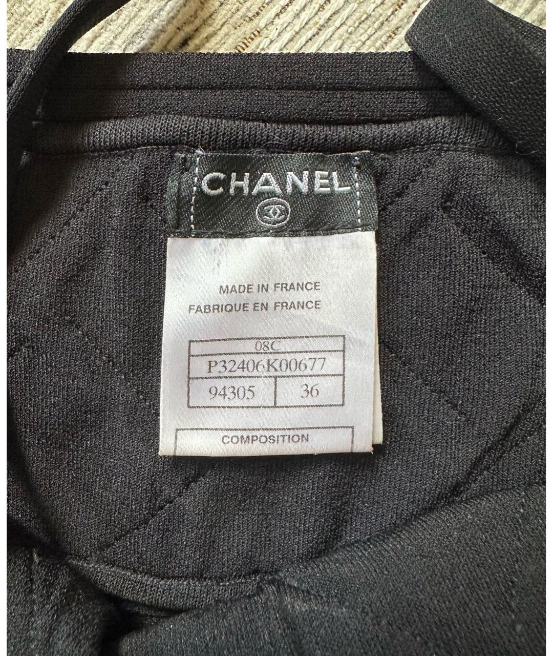 CHANEL Черная вискозная майка, фото 3