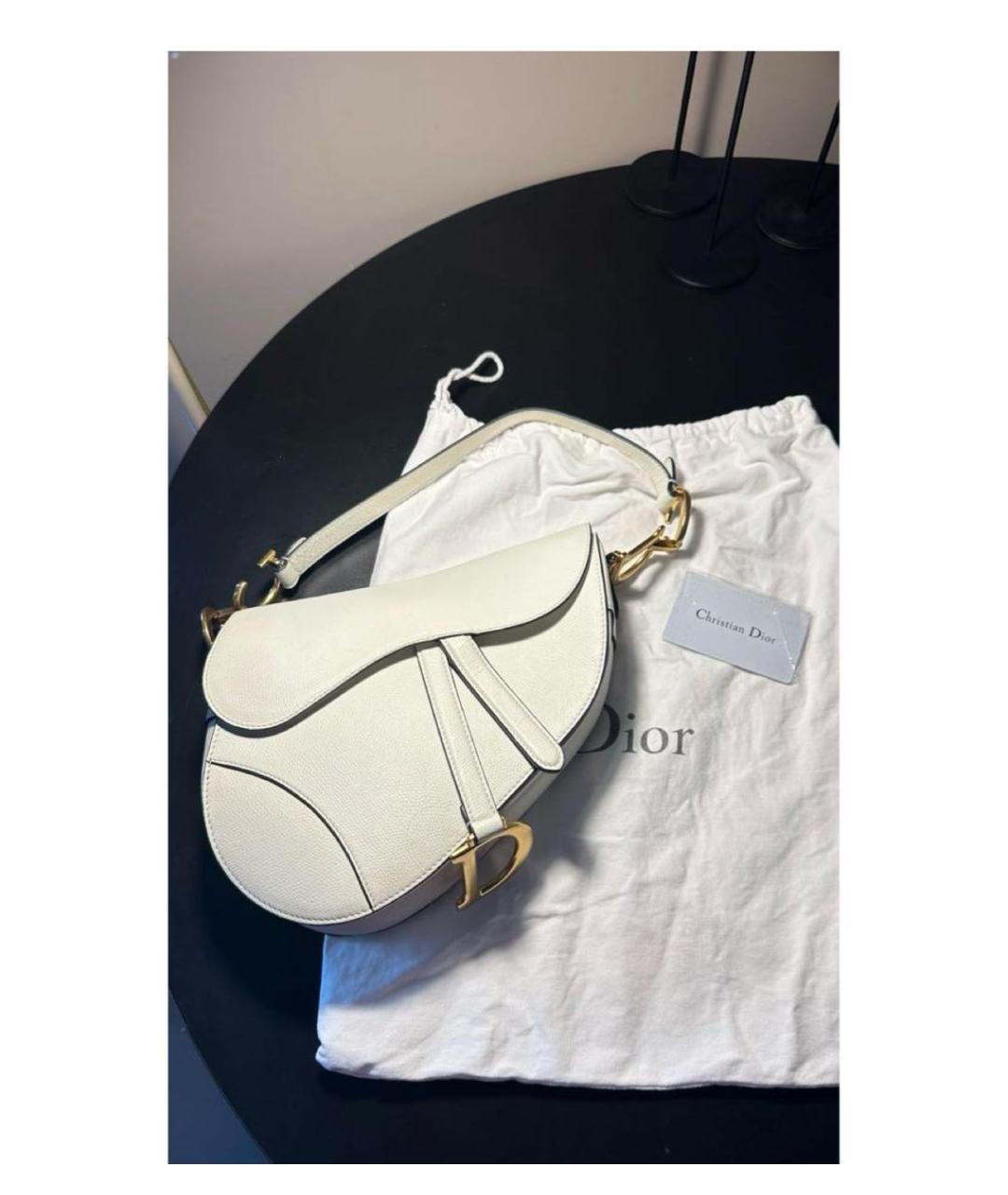 CHRISTIAN DIOR Белая кожаная сумка с короткими ручками, фото 7