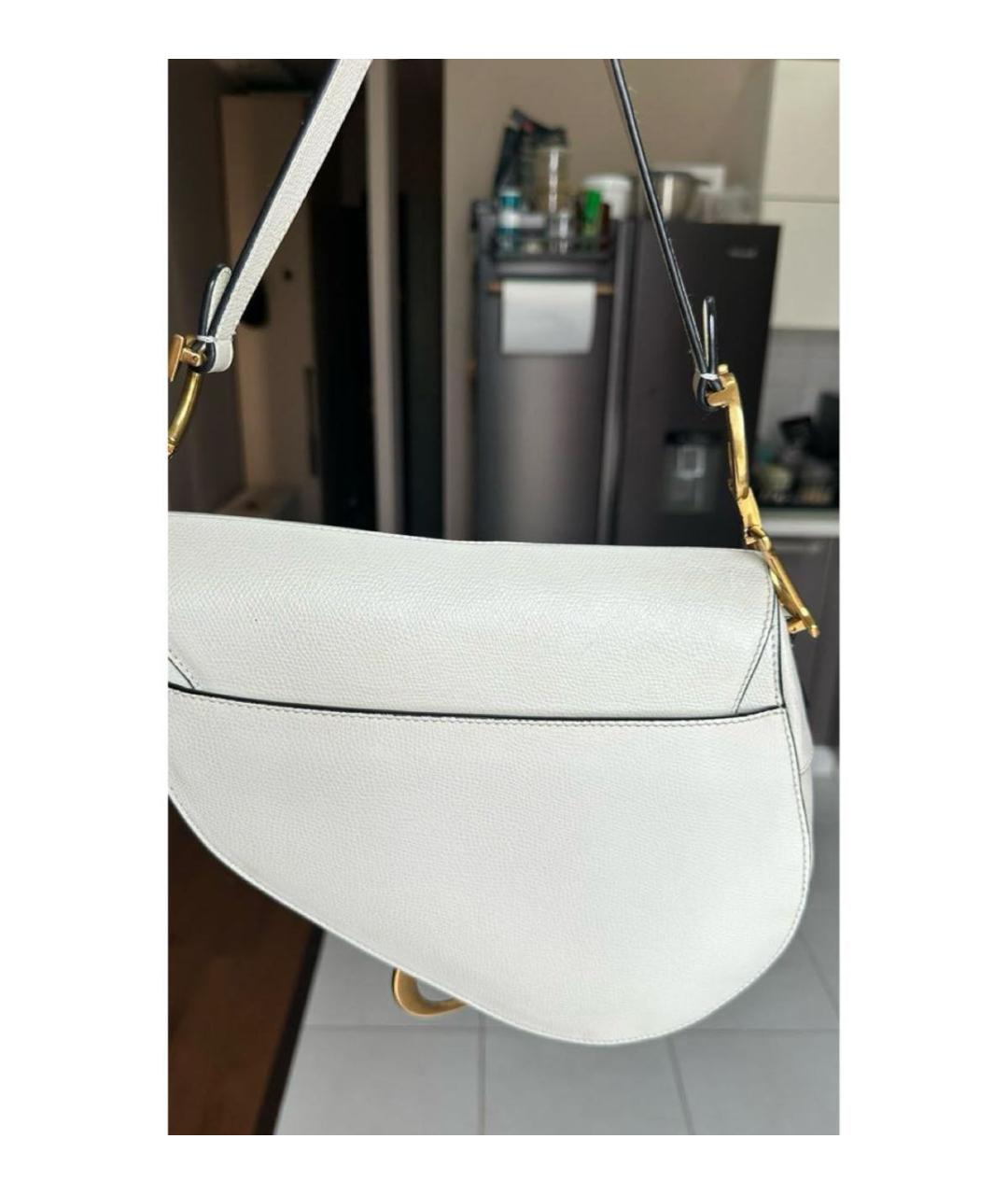 CHRISTIAN DIOR Белая кожаная сумка с короткими ручками, фото 3