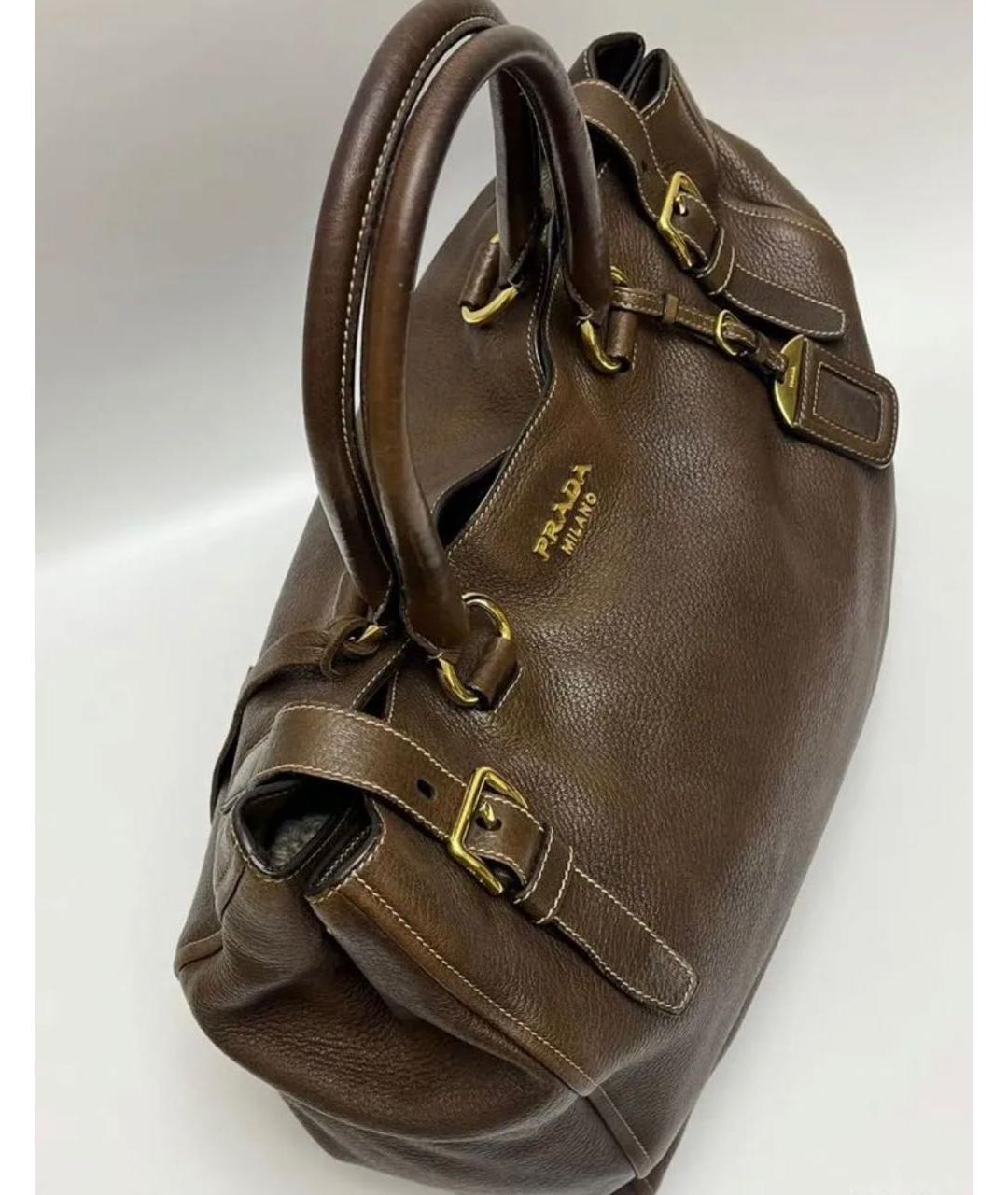 PRADA Коричневая кожаная сумка тоут, фото 2