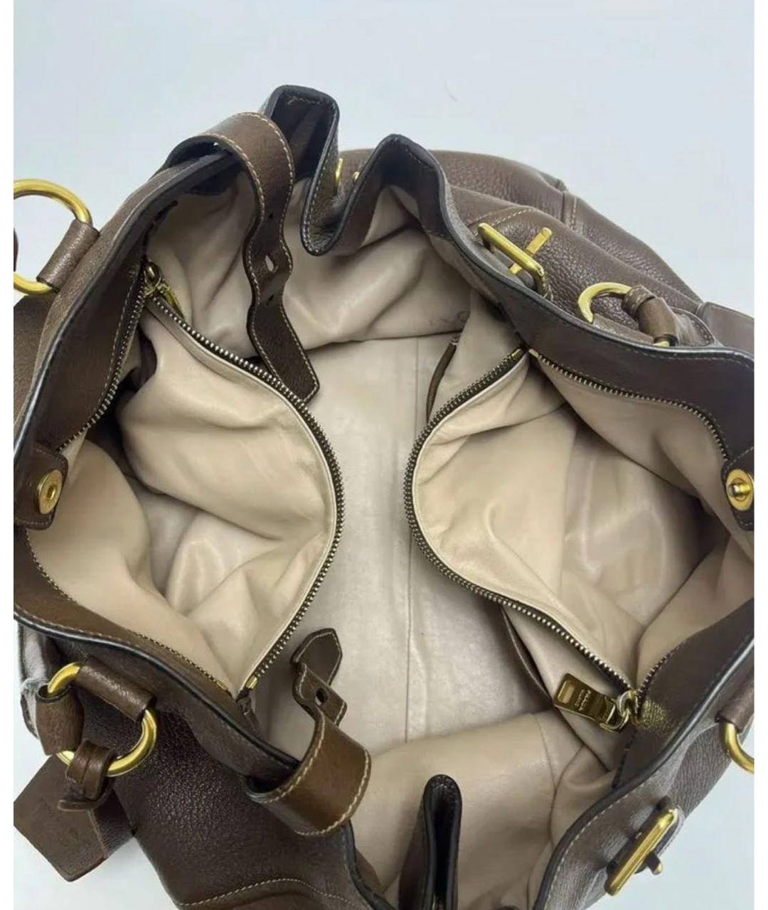 PRADA Коричневая кожаная сумка тоут, фото 4