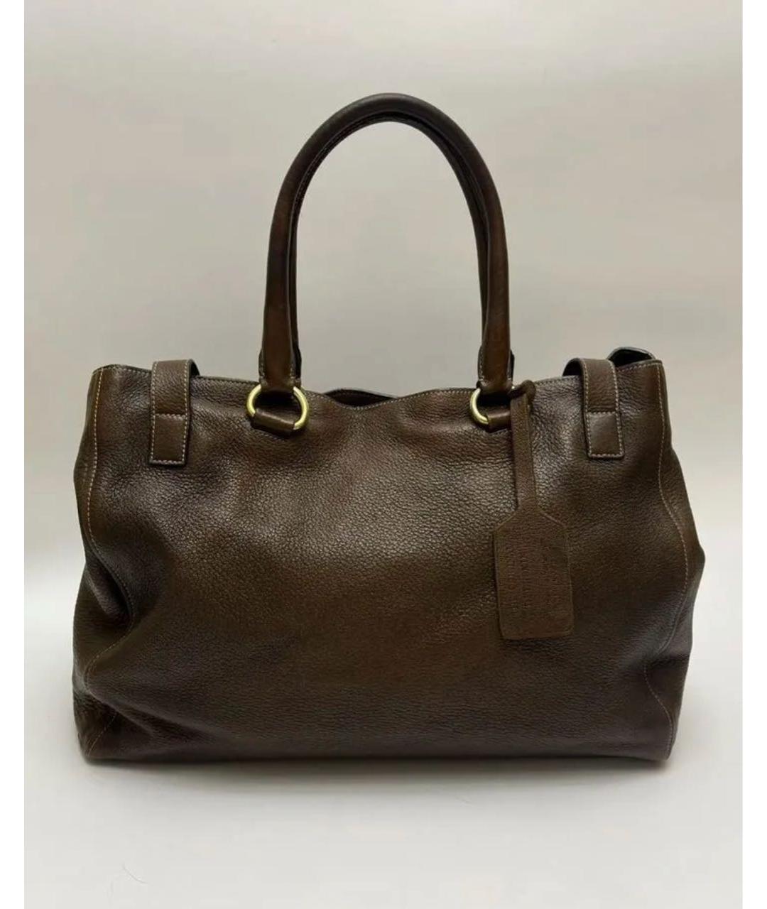 PRADA Коричневая кожаная сумка тоут, фото 3