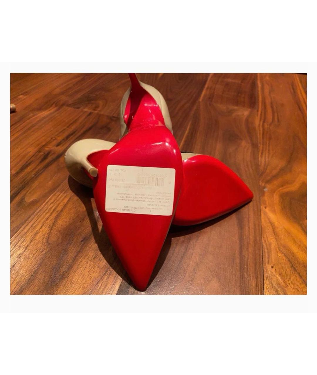 CHRISTIAN LOUBOUTIN Бежевые туфли из лакированной кожи, фото 4