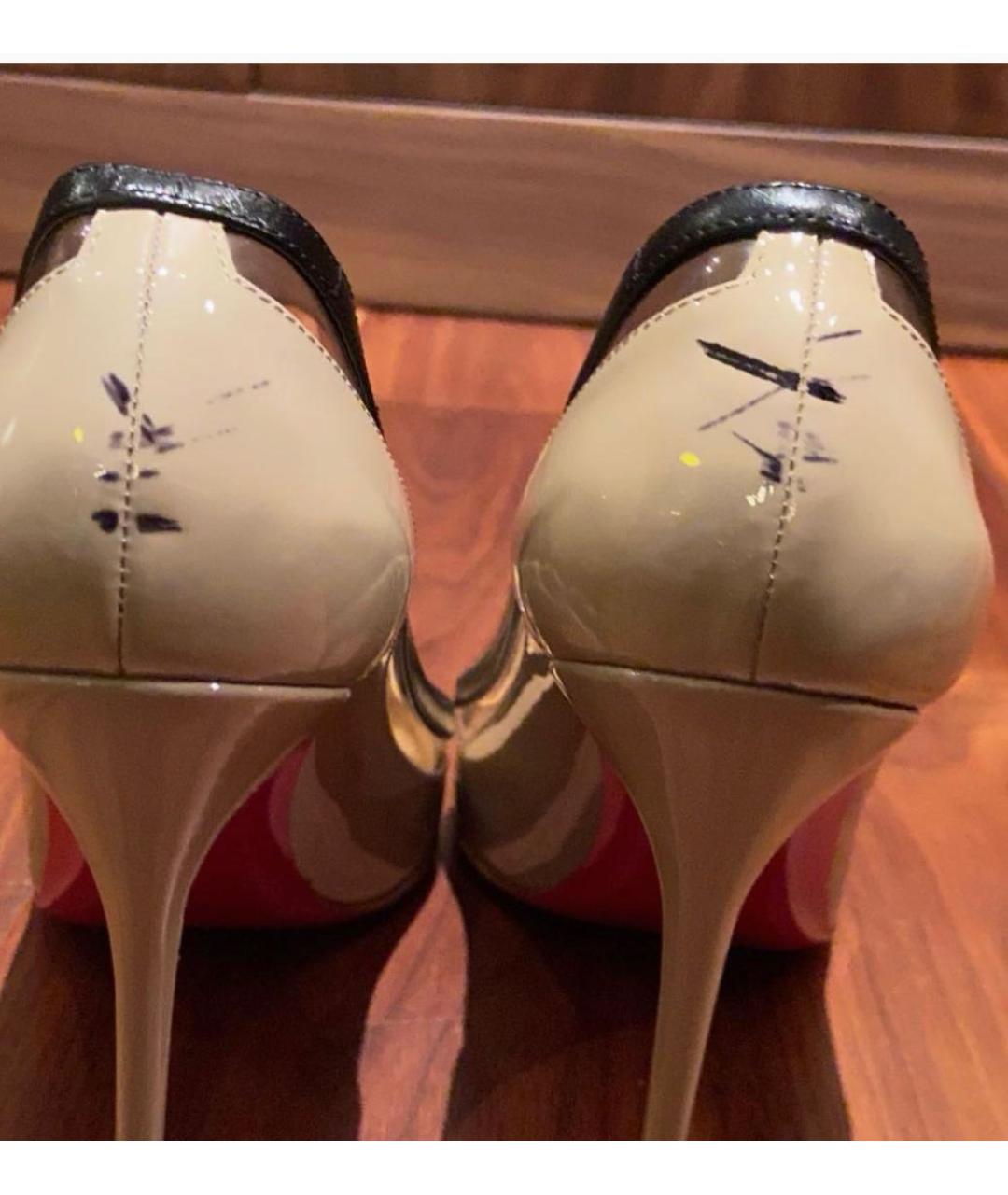 CHRISTIAN LOUBOUTIN Бежевые туфли из лакированной кожи, фото 3