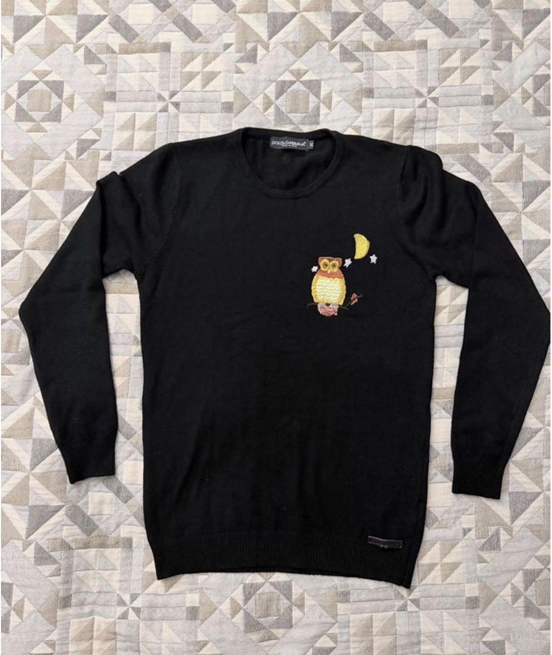 DOLCE&GABBANA Черный хлопко-эластановый джемпер / свитер, фото 8