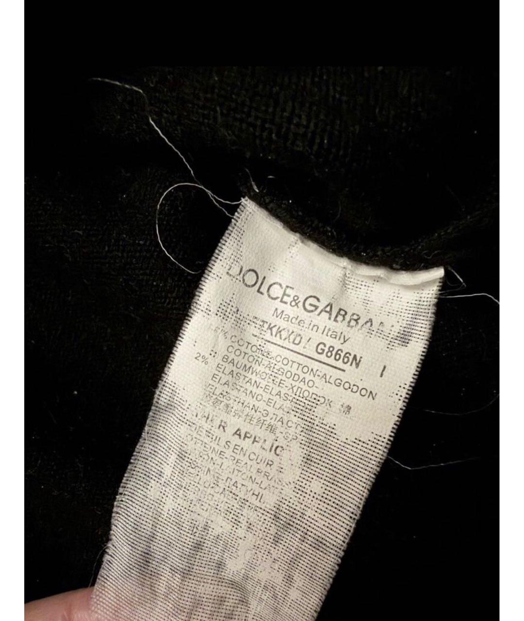 DOLCE&GABBANA Черный хлопко-эластановый джемпер / свитер, фото 6