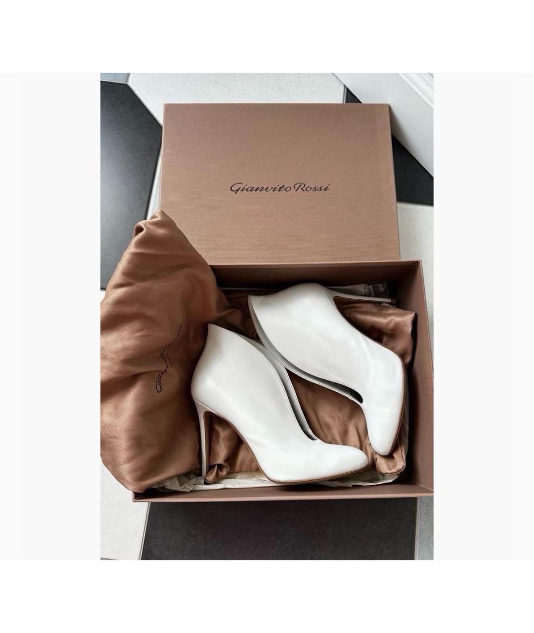 GIANVITO ROSSI Белые кожаные ботильоны, фото 5