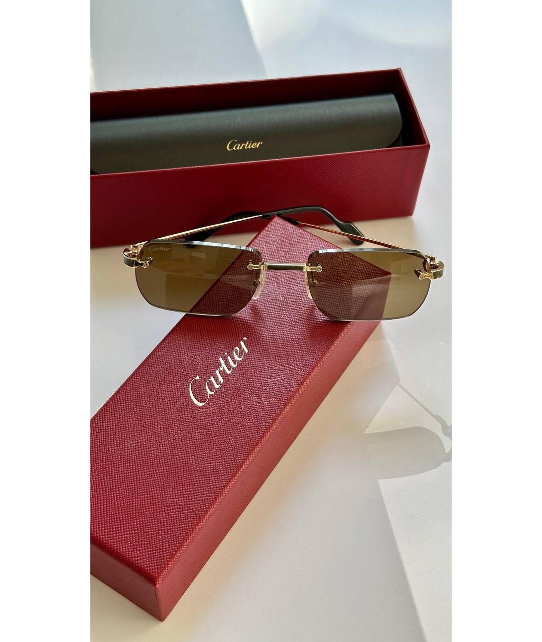 CARTIER Золотые металлические солнцезащитные очки, фото 2