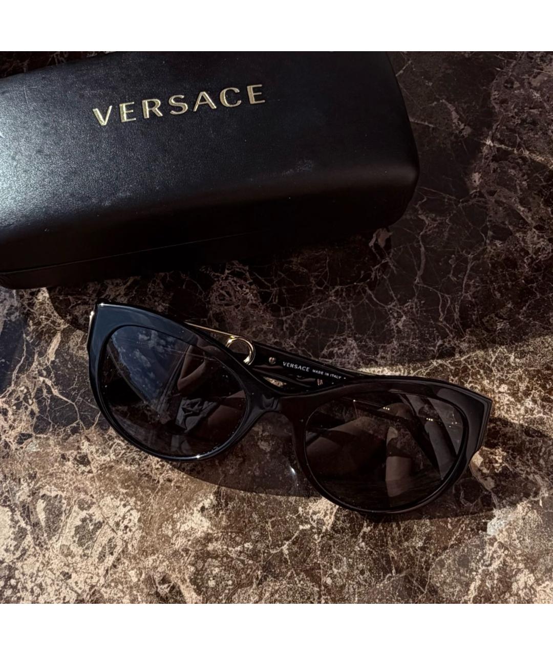 VERSACE Черные пластиковые солнцезащитные очки, фото 4