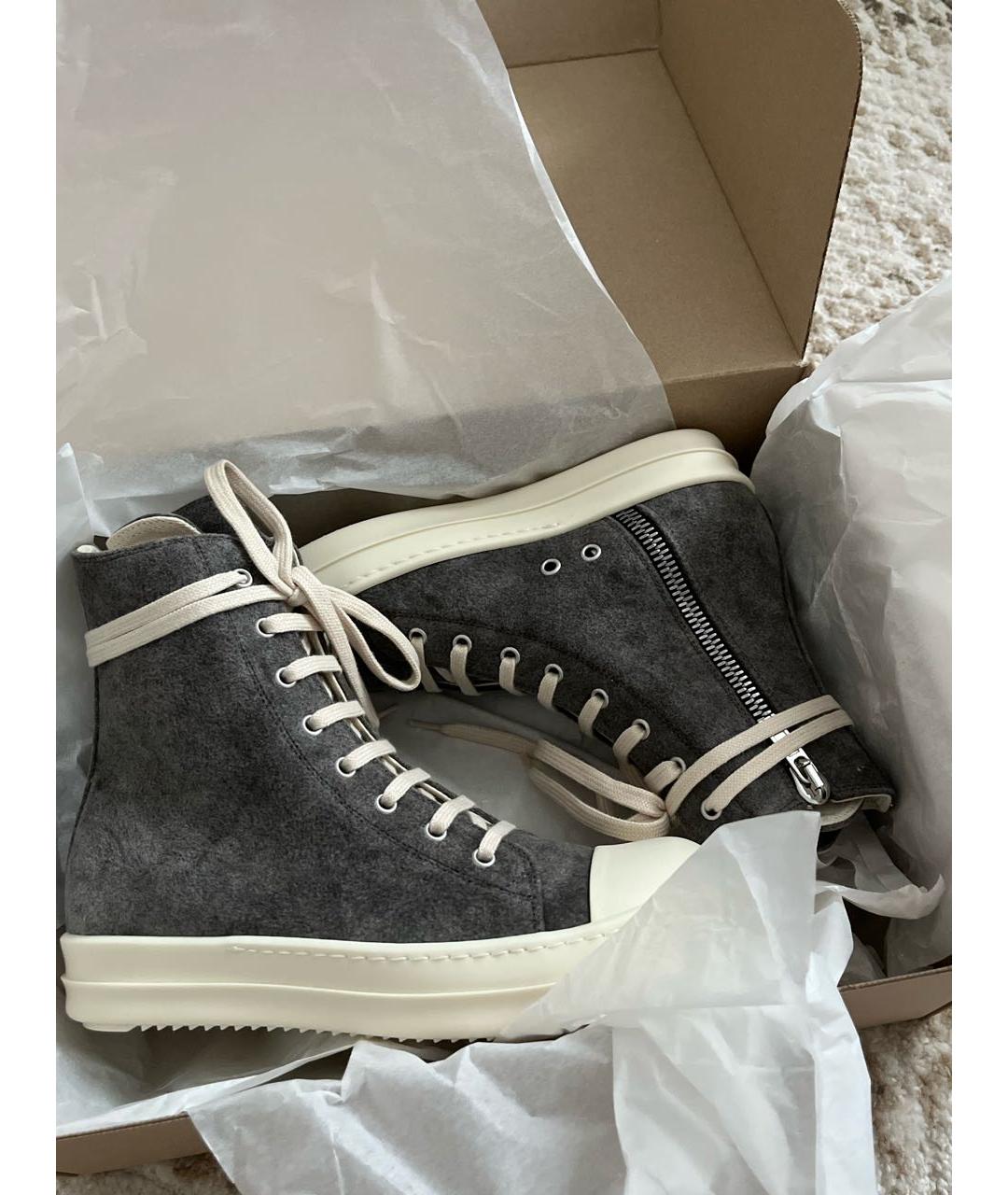 RICK OWENS DRKSHDW Антрацитовые текстильные кеды, фото 5