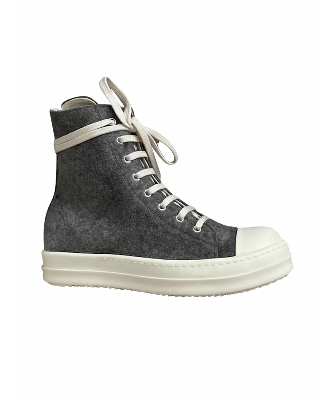 RICK OWENS DRKSHDW Антрацитовые текстильные кеды, фото 1