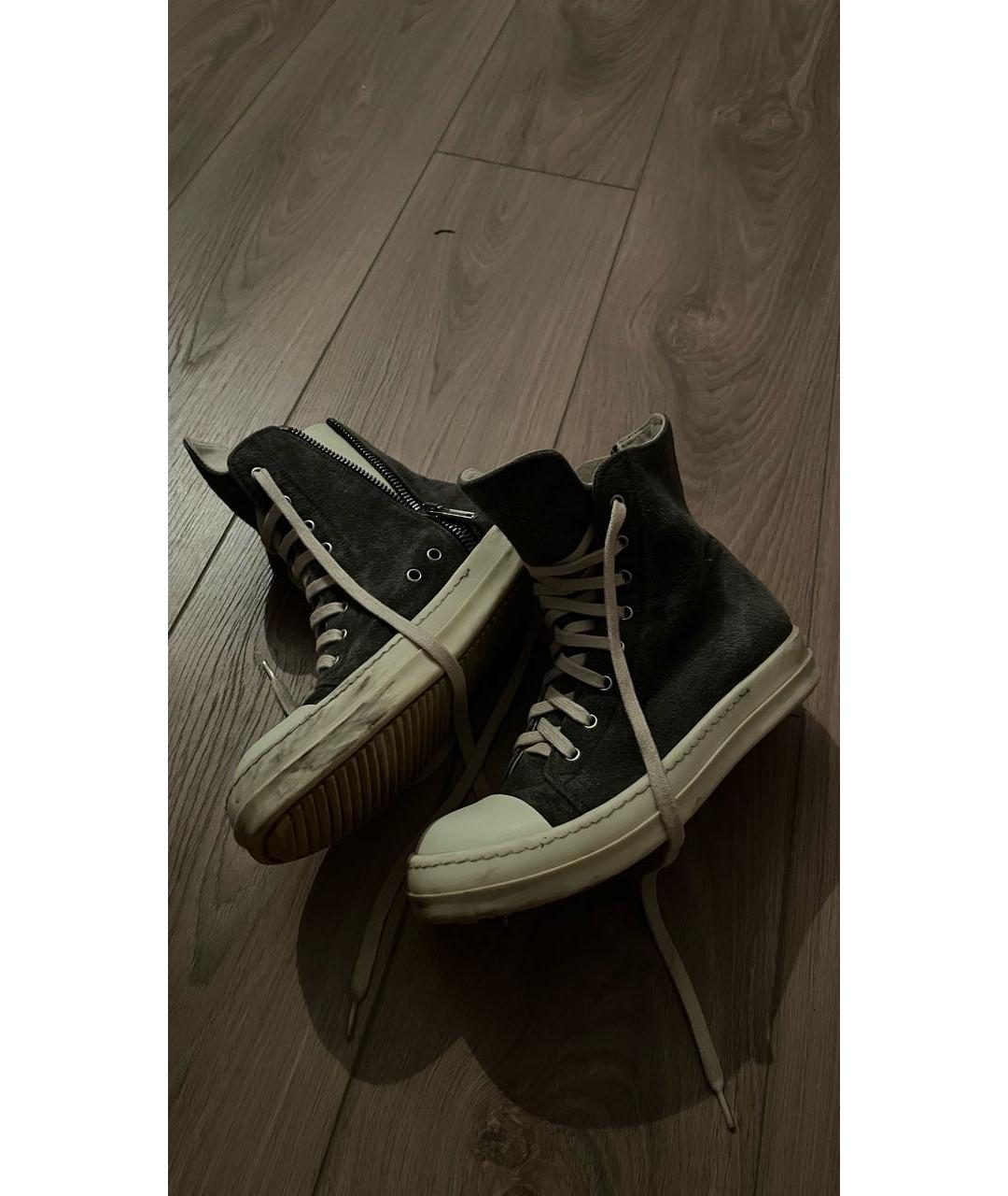 RICK OWENS DRKSHDW Антрацитовые текстильные кеды, фото 3