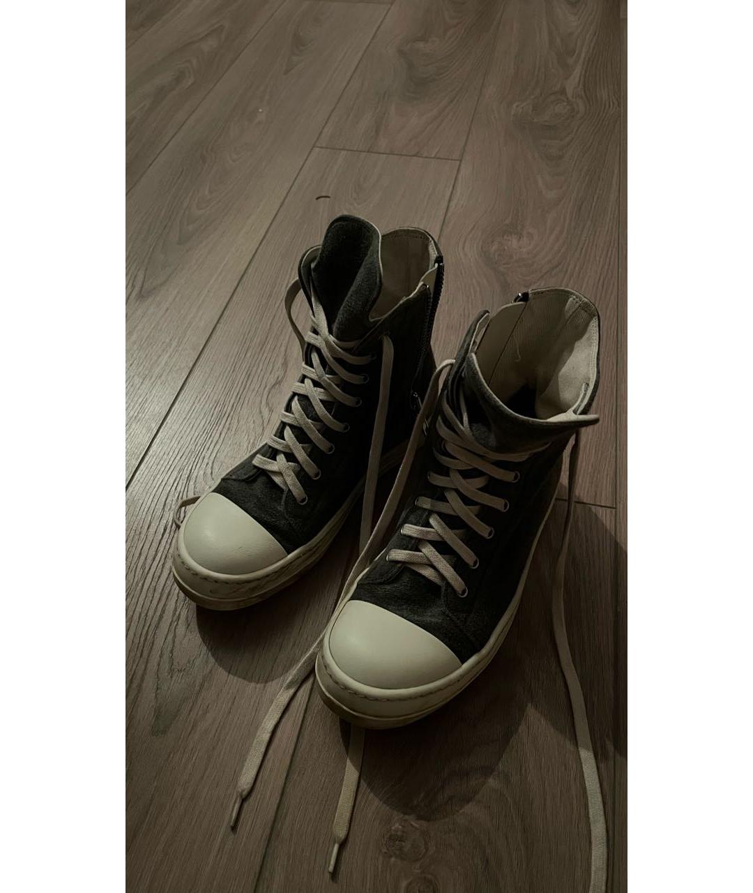 RICK OWENS DRKSHDW Антрацитовые текстильные кеды, фото 2