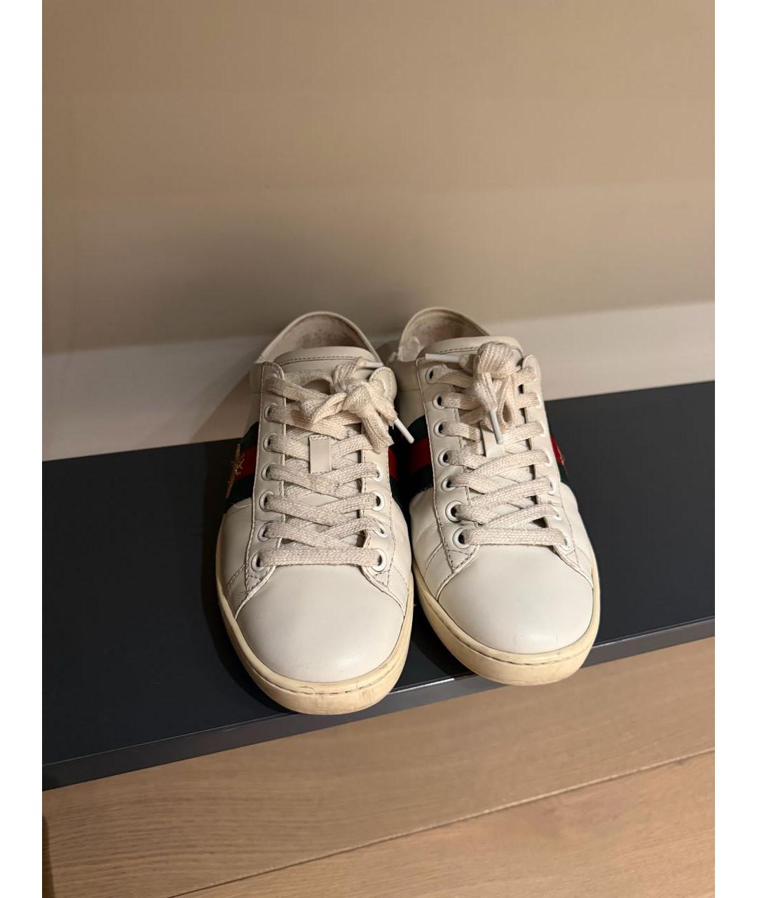 GUCCI Белые кожаные кеды, фото 2