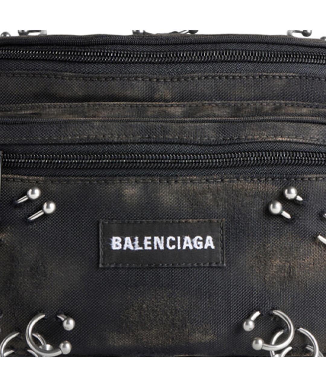 BALENCIAGA Черная тканевая поясная сумка, фото 5