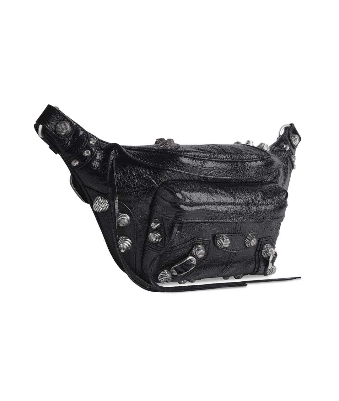 BALENCIAGA Черная кожаная поясная сумка, фото 2