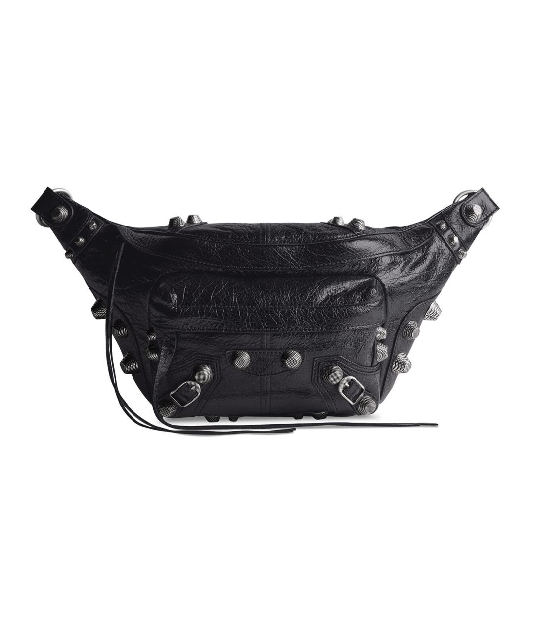 BALENCIAGA Черная кожаная поясная сумка, фото 1