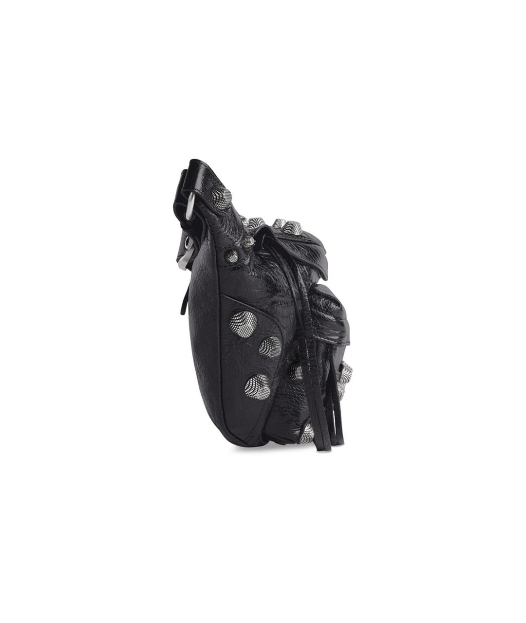 BALENCIAGA Черная кожаная поясная сумка, фото 3