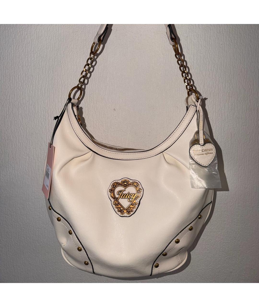 JUICY COUTURE Белая сумка через плечо из искусственной кожи, фото 6
