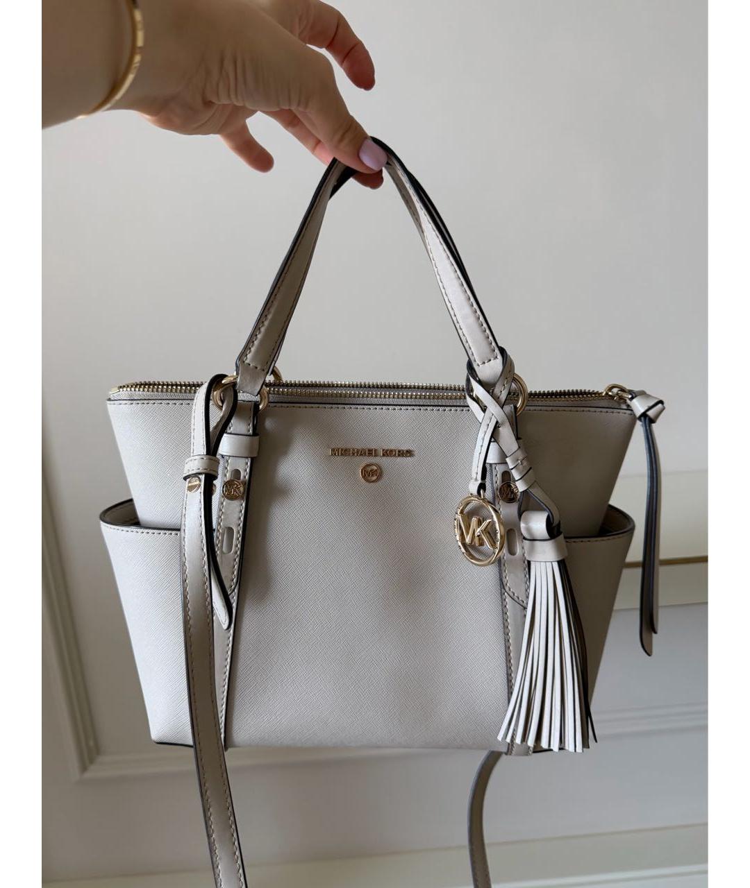 MICHAEL KORS Бежевая сумка тоут из канвы, фото 5