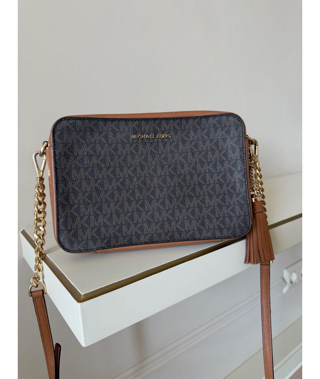 MICHAEL KORS Коричневая сумка через плечо из канвы, фото 8