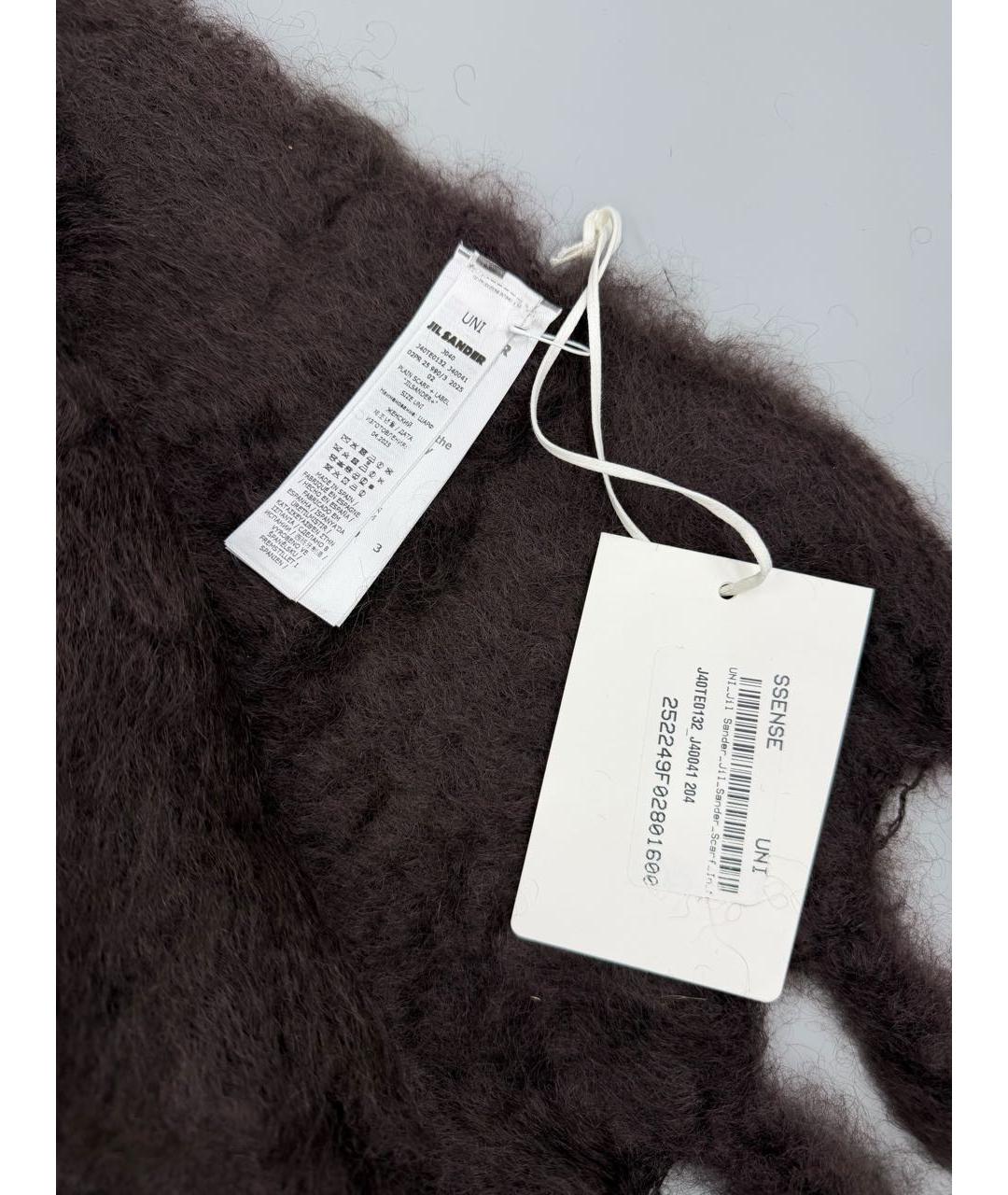 JIL SANDER Коричневый шерстяной шарф, фото 4