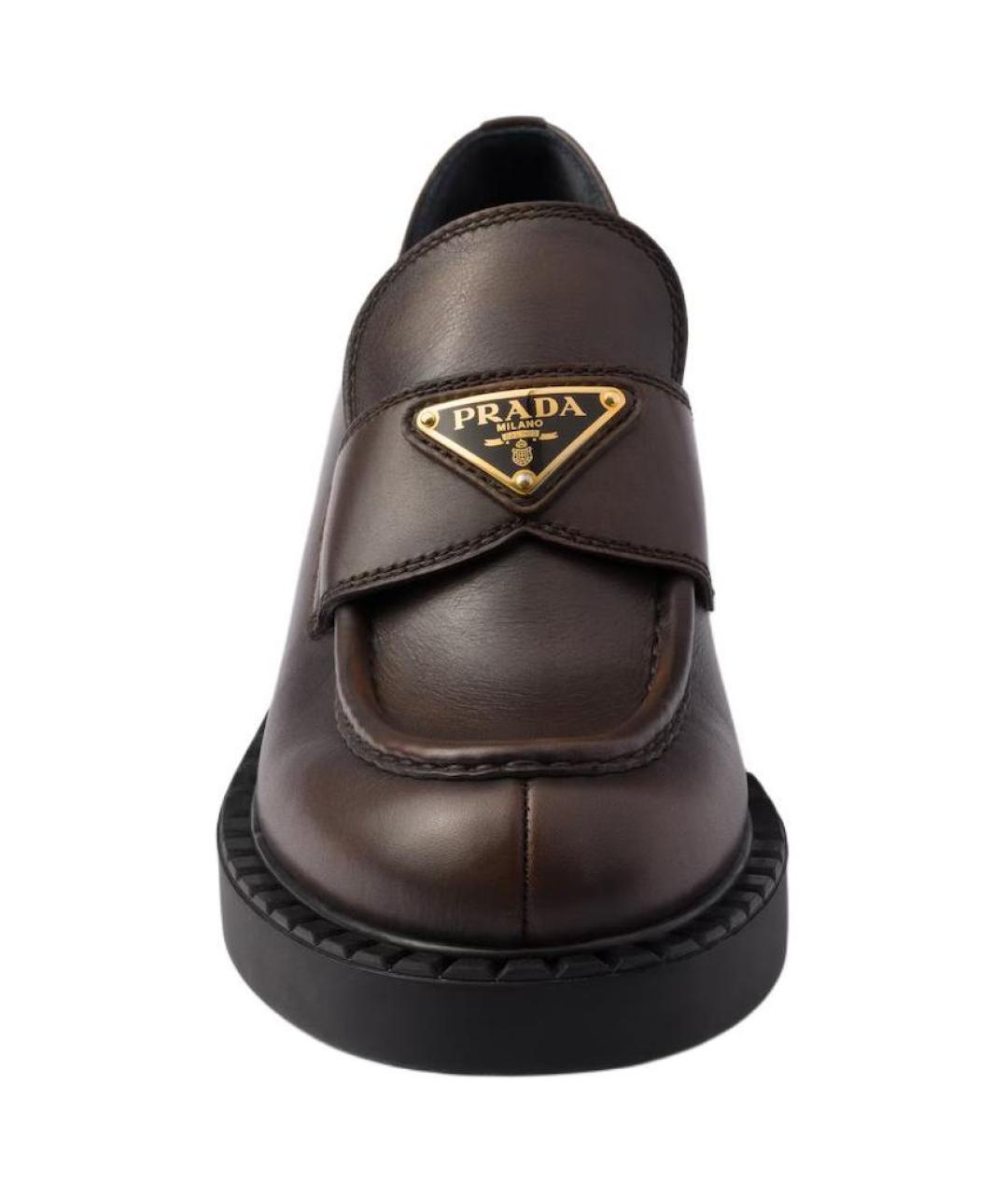 PRADA Коричневые кожаные лоферы, фото 5