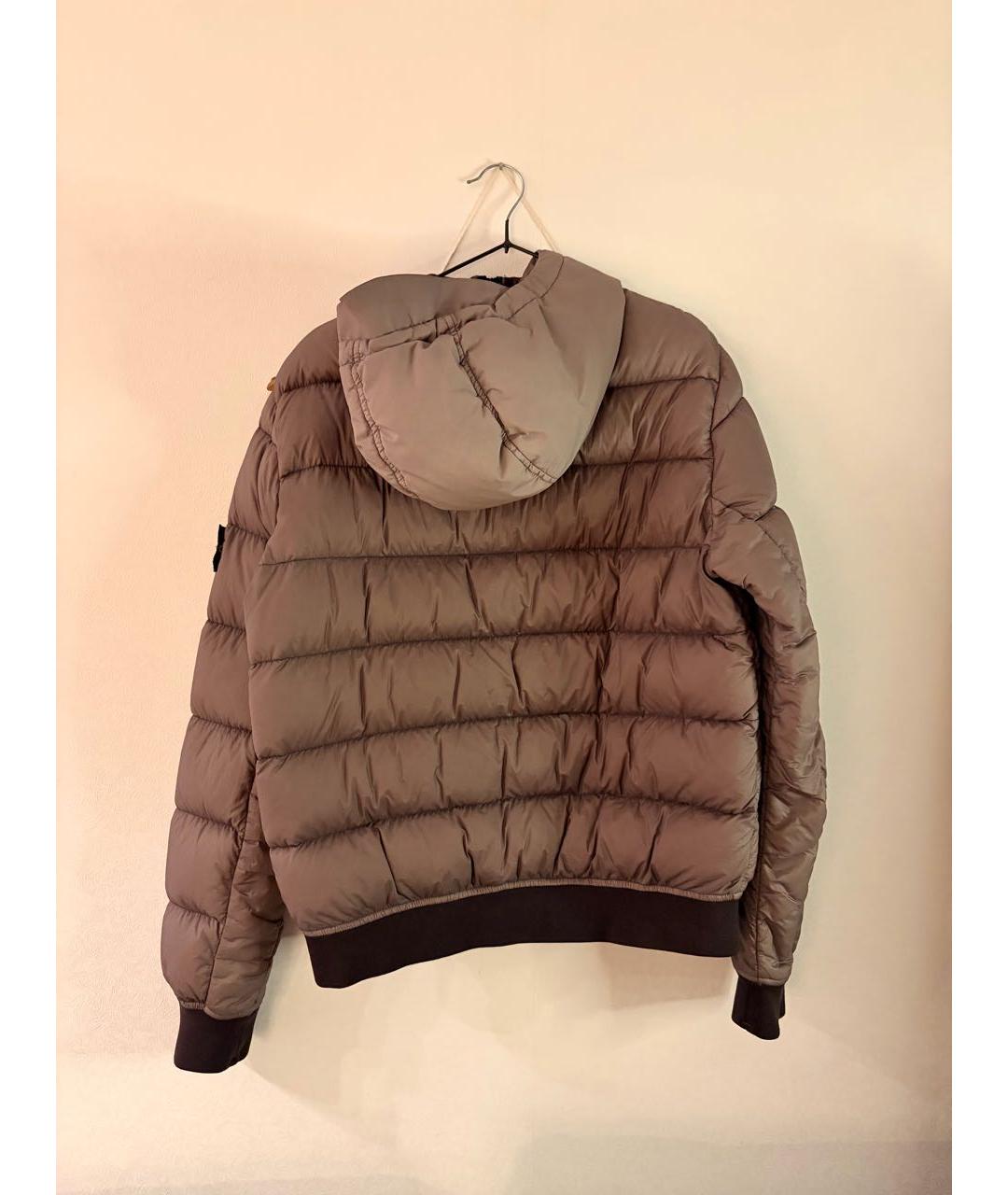 STONE ISLAND Бежевый хлопко-эластановый пуховик, фото 2