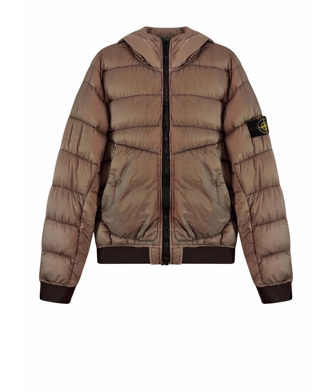 STONE ISLAND Бежевый хлопко-эластановый пуховик, фото 1