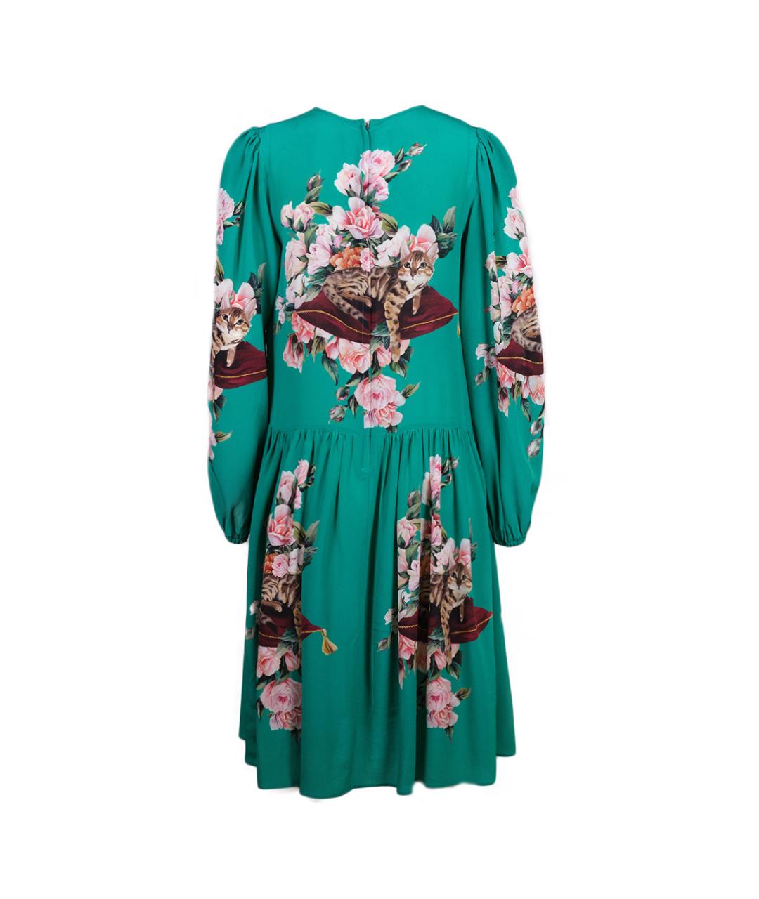 DOLCE&GABBANA Зеленое шелковое повседневное платье, фото 2