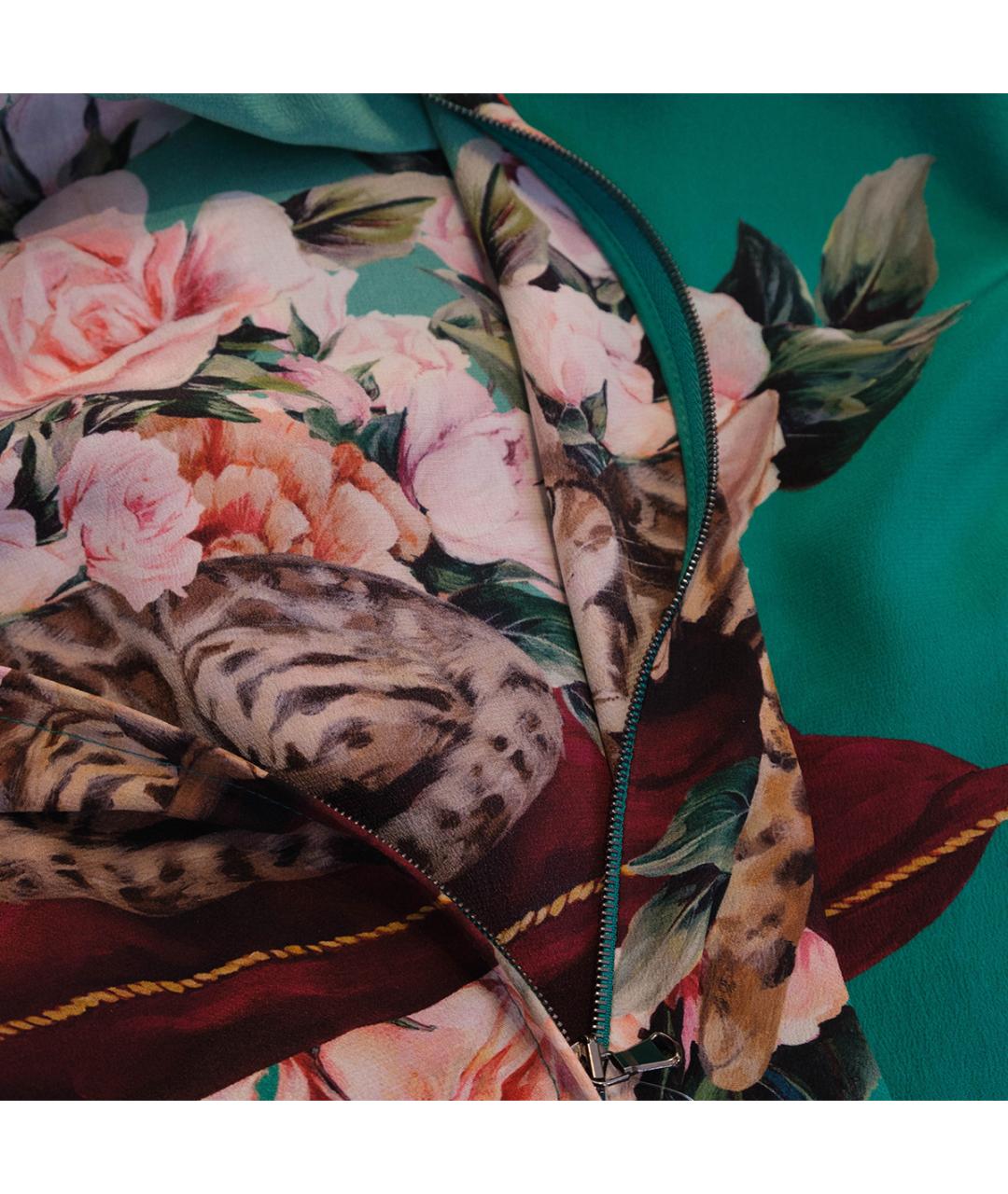 DOLCE&GABBANA Зеленое шелковое повседневное платье, фото 5