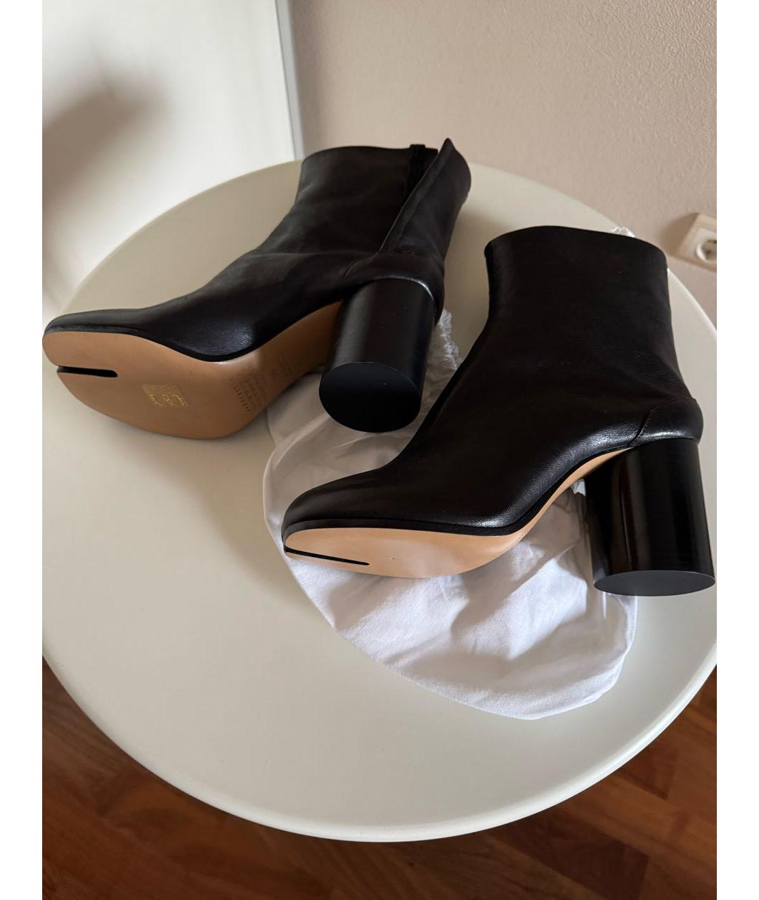 MAISON MARGIELA Черные кожаные ботильоны, фото 6