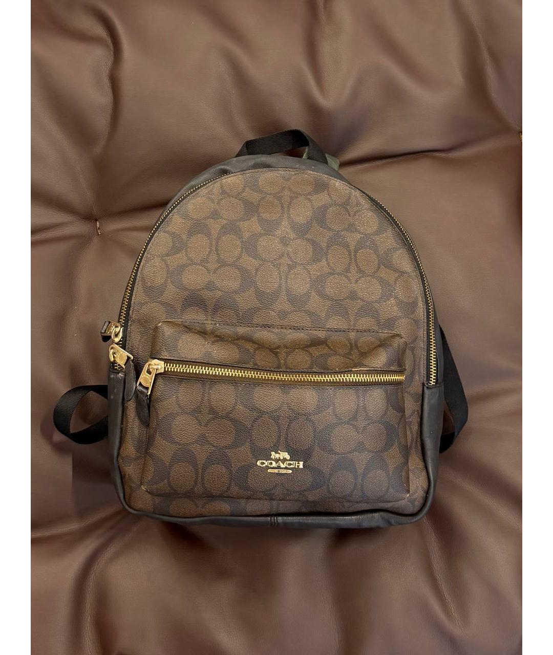 COACH Коричневый рюкзак из канвы, фото 6