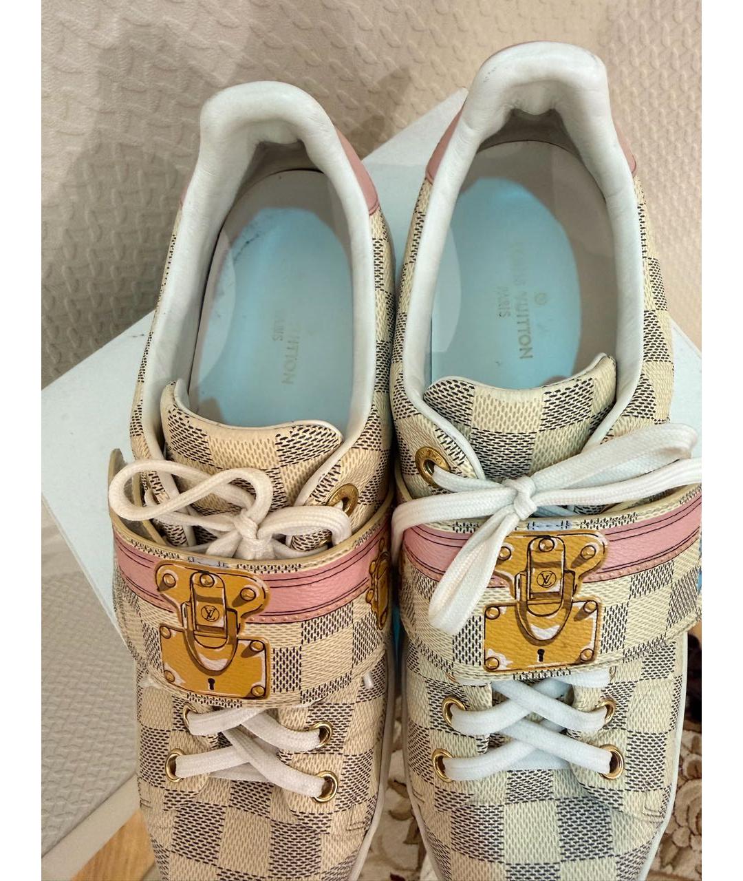 LOUIS VUITTON Бежевые кожаные кеды, фото 3