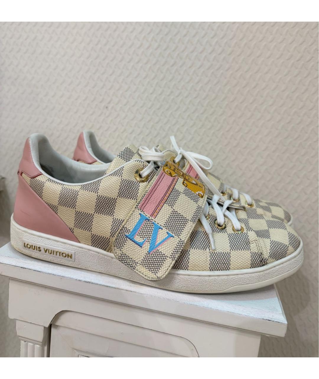 LOUIS VUITTON Бежевые кожаные кеды, фото 8