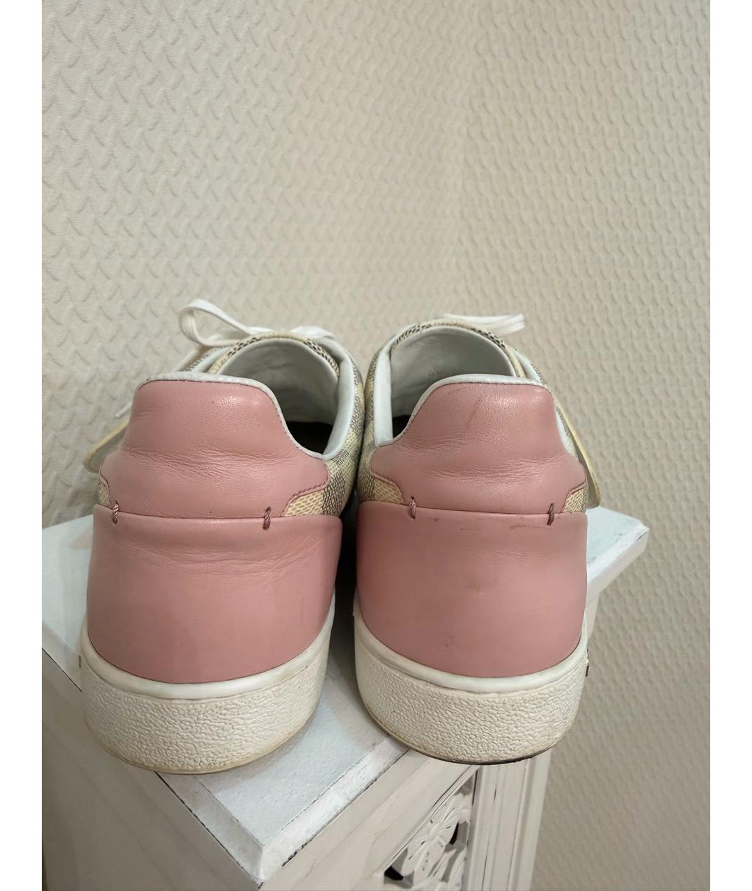 LOUIS VUITTON Бежевые кожаные кеды, фото 4