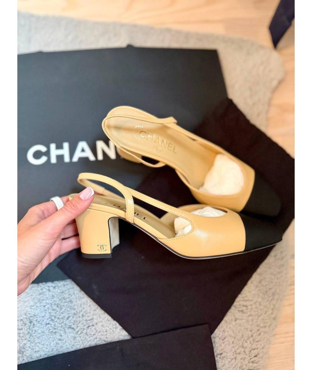 CHANEL Бежевые босоножки, фото 7