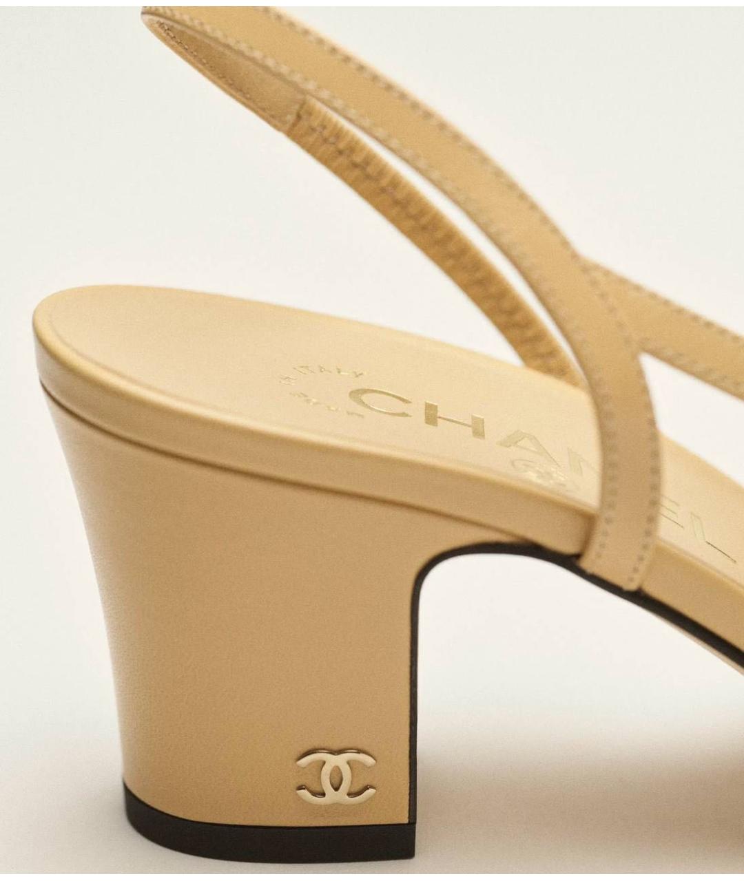 CHANEL Бежевые босоножки, фото 5
