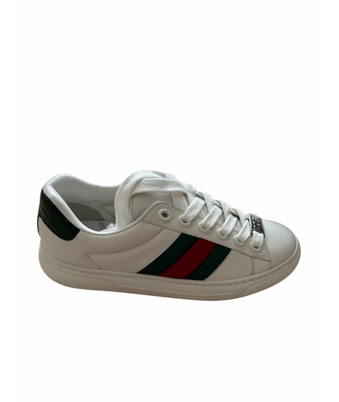 GUCCI Белые кожаные низкие кроссовки / кеды, фото 1