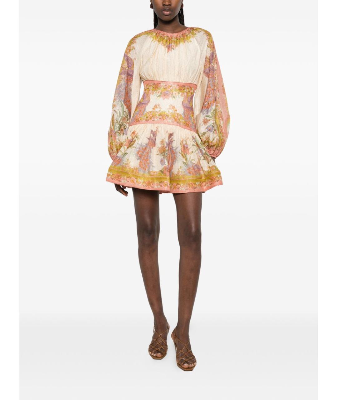 ZIMMERMANN Бежевое хлопковое повседневное платье, фото 4