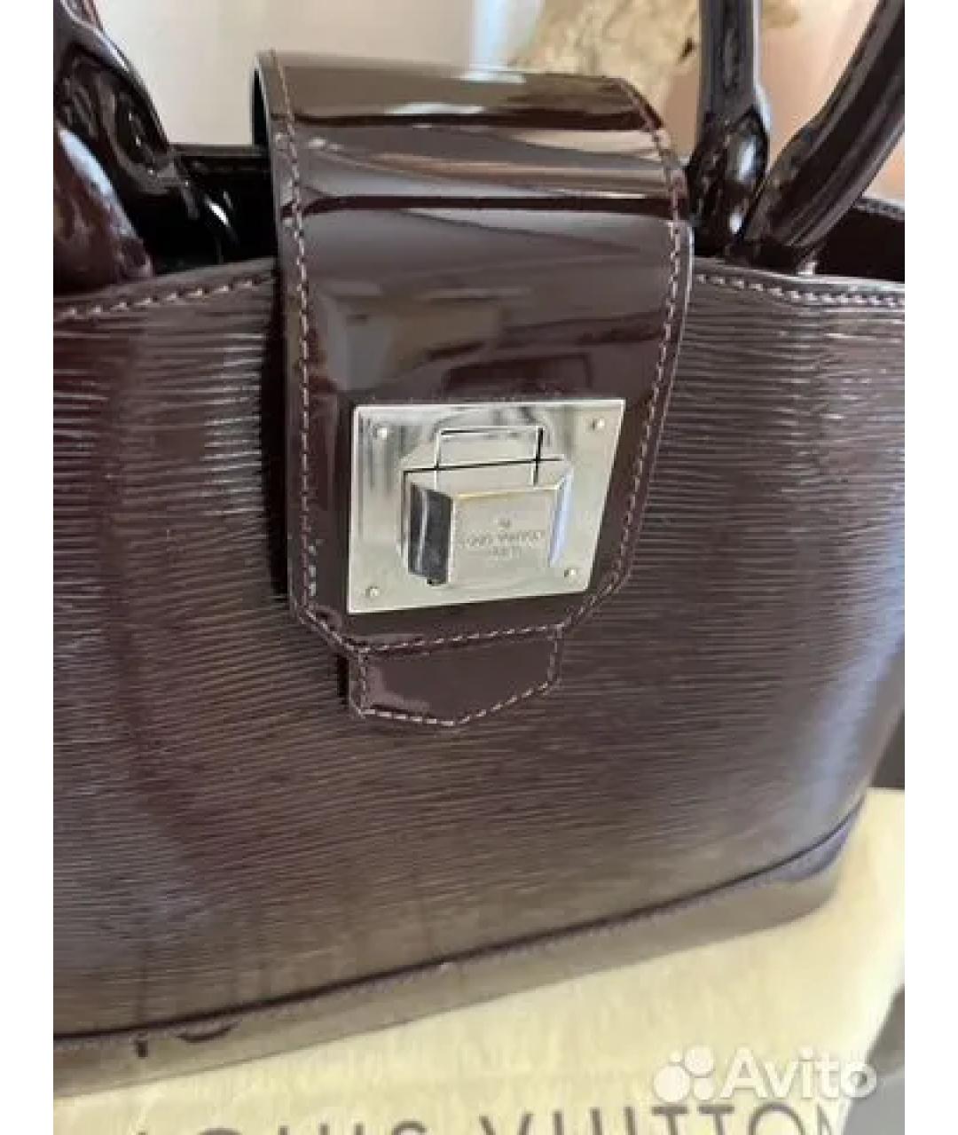 LOUIS VUITTON Бордовая кожаная сумка с короткими ручками, фото 2