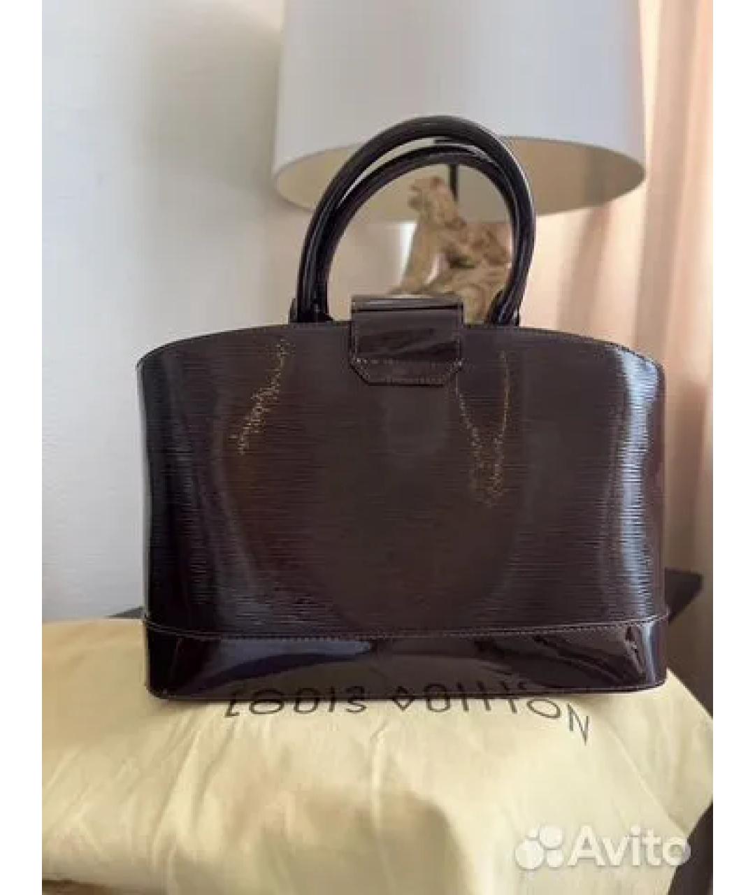 LOUIS VUITTON Бордовая кожаная сумка с короткими ручками, фото 7