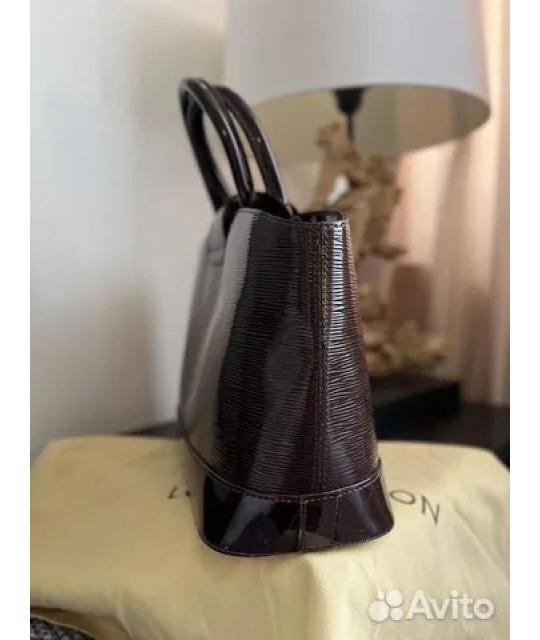 LOUIS VUITTON Бордовая кожаная сумка с короткими ручками, фото 3