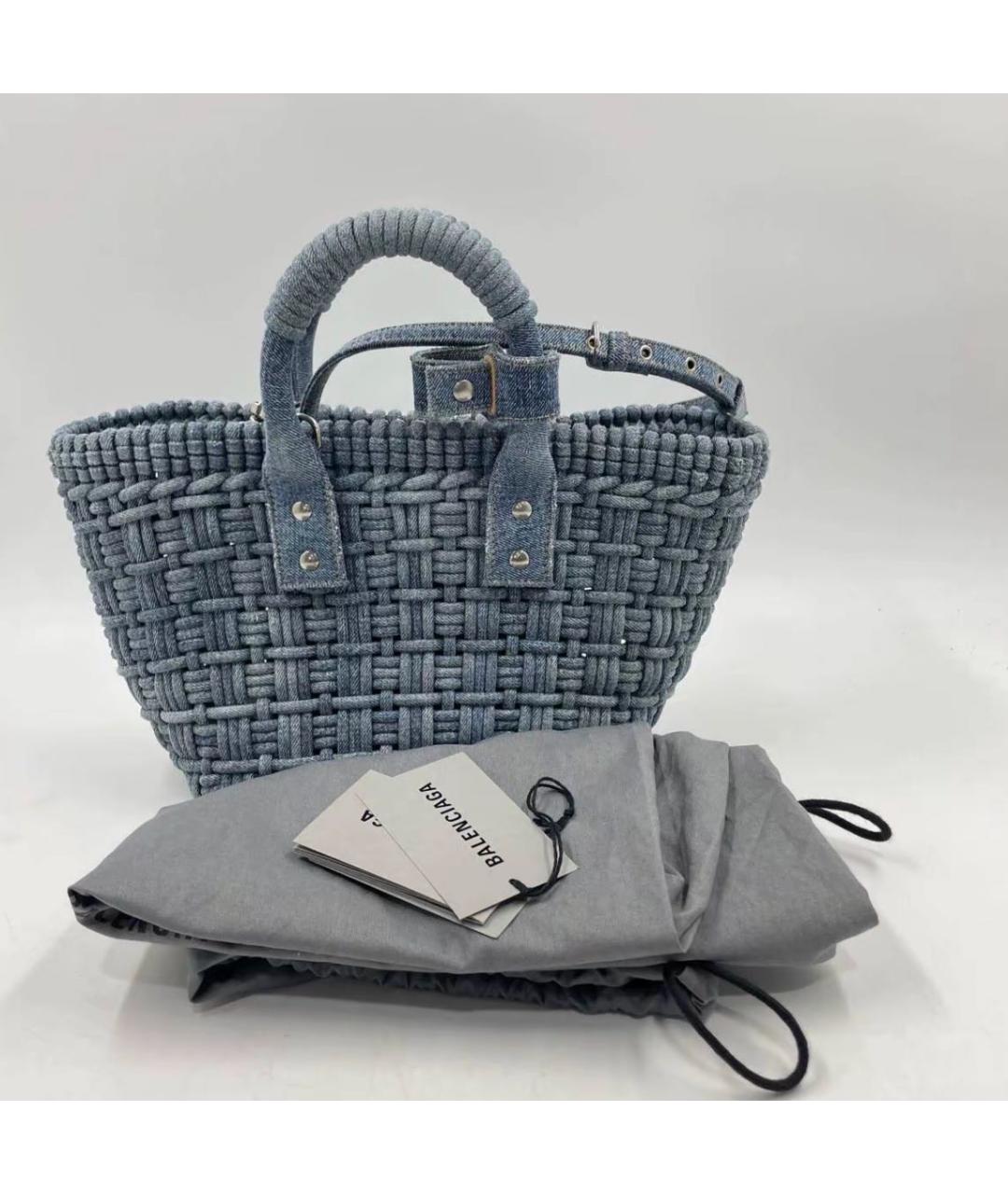 BALENCIAGA Синяя тканевая сумка тоут, фото 5