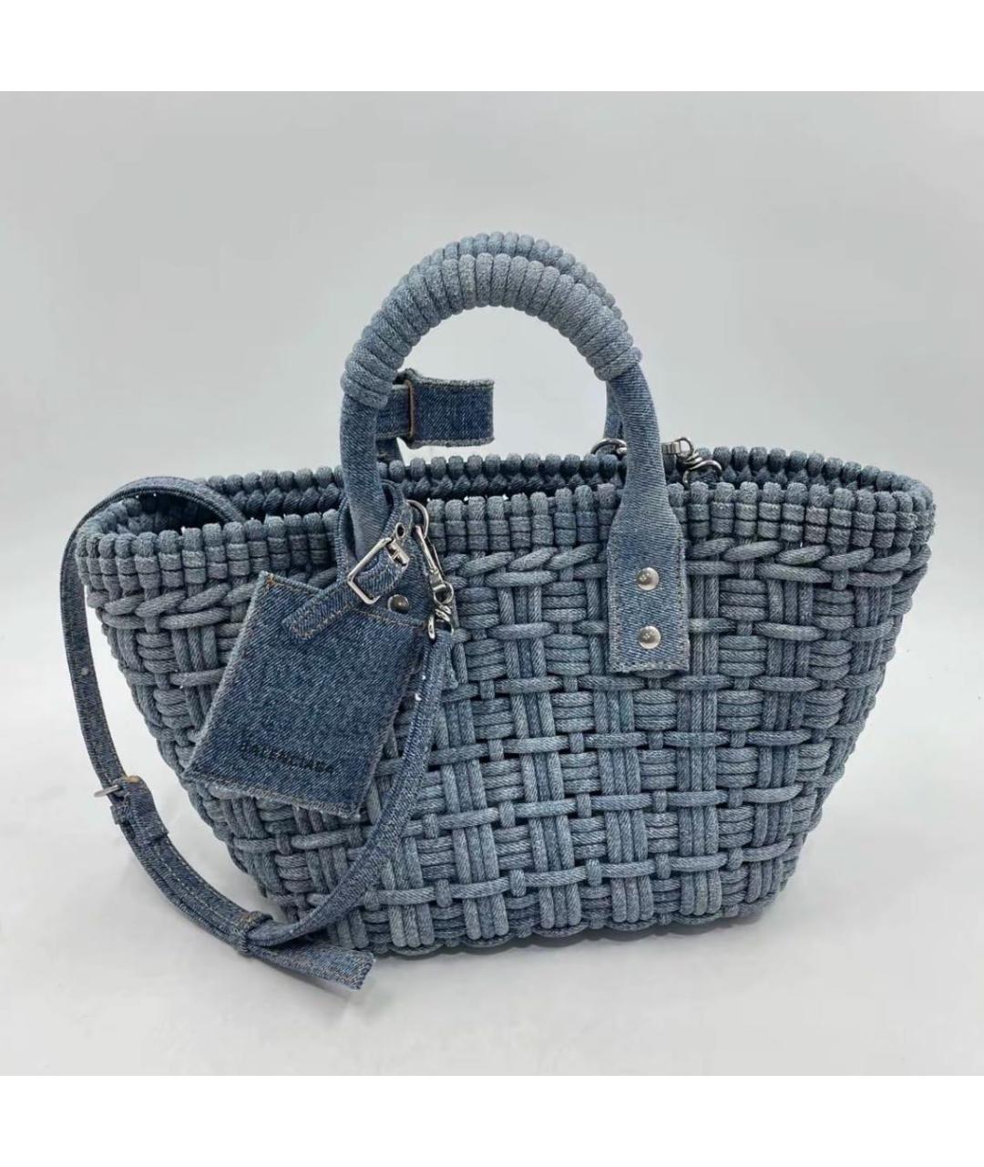 BALENCIAGA Синяя тканевая сумка тоут, фото 6