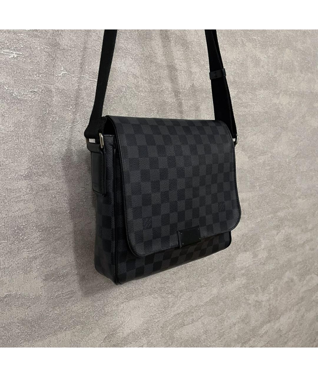 LOUIS VUITTON Черная сумка на плечо из канвы, фото 4