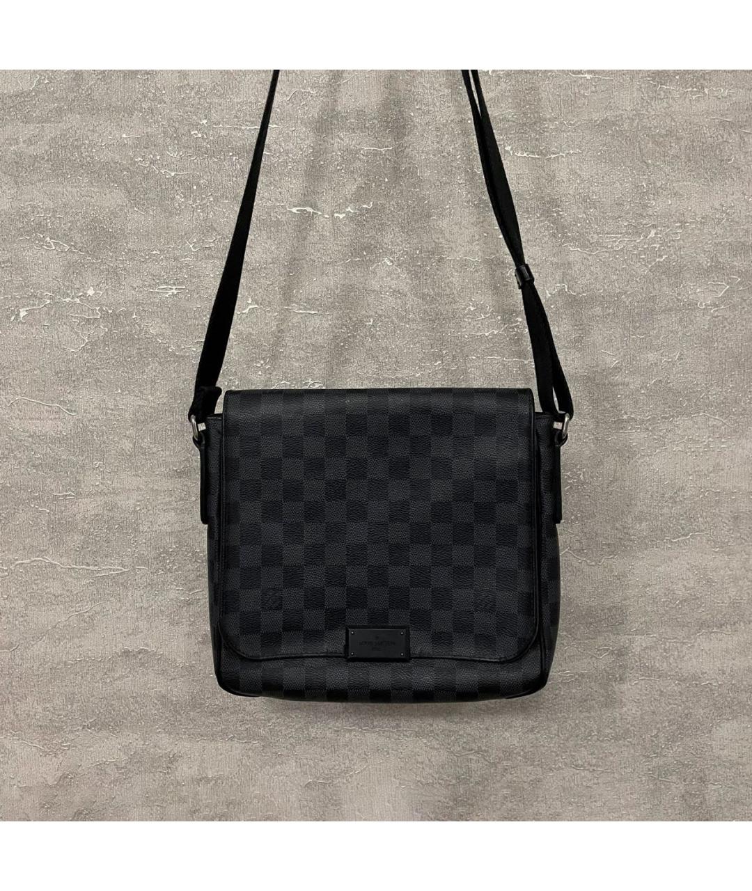 LOUIS VUITTON Черная сумка на плечо из канвы, фото 2
